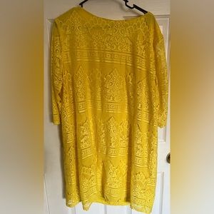 3X bright yellow lace dress